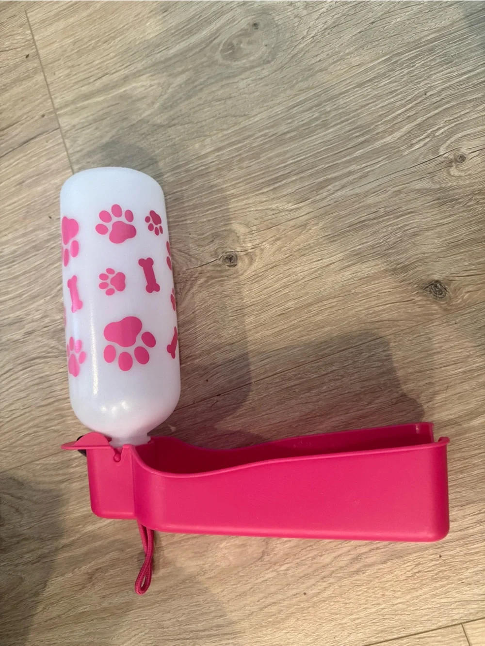 Pink Portable Dog Travel Water Bottle with Paw Print